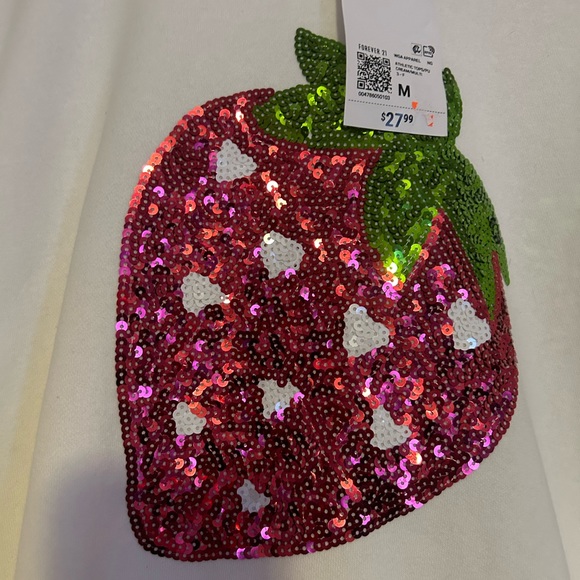 Sweaters - Sweatshirt, white with bling strawberry on the front, so cute!